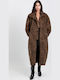 Γυναικείο Παλτό Καφέ Oversized