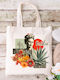 Ecru Fabric Tote Bag Frida Kahlo Design 01 Dimensions 38x40cm Including Handles 38x70cm