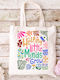 Ecru Fabric Canvas Bag Teacher 07 Design Dimensions 38x40cm With Handles 38x70cm