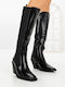 Damenstiefel mit Hohem Absatz & Gummizug Schwarz