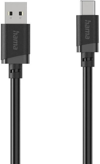 Hama 201812 USB-A щепсел към USB-C щепсел, 2 м, черен