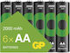 GP Recyko Pro AA HR6 1,2 V 2000 mAh Wiederaufladbare Batterien 6 Stück 4891199222337
