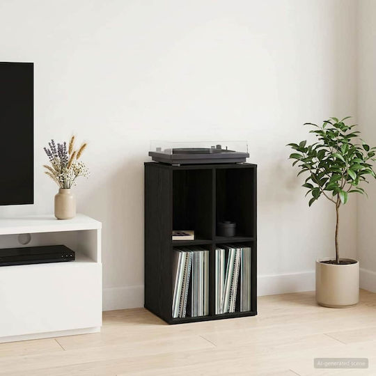 vidaXL Dulap pentru Discuri de Vinil Stejar Negru 44,5 x 36,5 x 74,5 cm