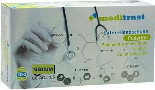 Meditrast Mănuși Latex Fără Pulbere 100 Bucăți