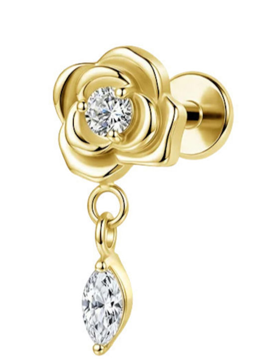 Hängender Vergoldeter Titan-Ohrring Rose Hängender Vergoldeter Titan-Ohrring Rose