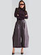 Women's Leather Bermuda Shorts Burgundy