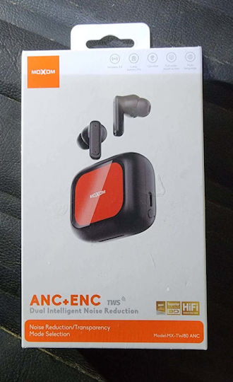 Moxom MX-TW80 In-ear Bluetooth Handsfree Ακουστικά με Θήκη Φόρτισης Μαύρα