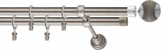 Rodeco Galerie metalică Alaska dublă cu bară Ø19 mm 140 cm Grey Stone
