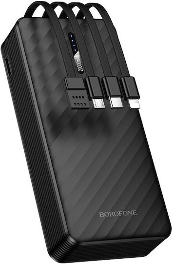 Power Bank 20000mah 4 Ενσωματωμένα Καλώδια Usb-c Lightning Micro Usb & Usb-a Μαύρο