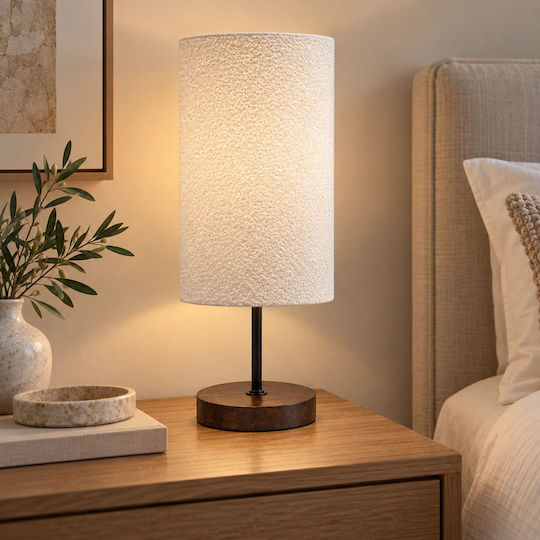 Ankor Wooden Table Lamp with White Shade