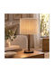 Ankor Wooden Table Lamp with Beige Shade and Brown Base