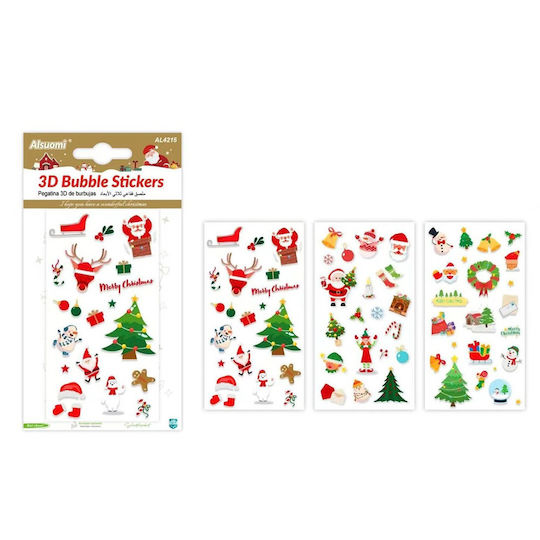 Alsuomi Χριστουγεννιάτικα 3d Bubble Stickers 3 Σχέδια – 1 Τμχ