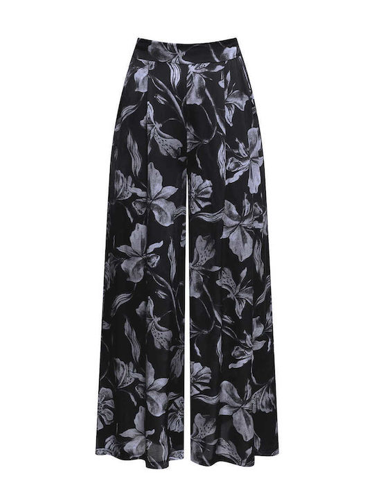 Damen Pantaloons Imprimé Viskose Loose Fit Schwarz