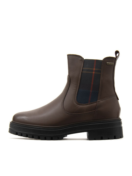 Barbour Amberley Damen Chelsea-Lederstiefeletten Braun-Blau-Grün
