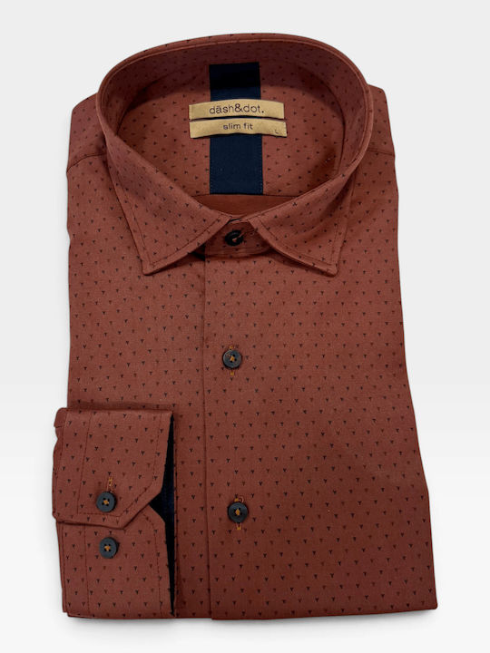 Long-Sleeve Slim-Fit Shirt in Burgundy