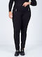 Pantaloni Dama Din Material Cu Elastic Negri