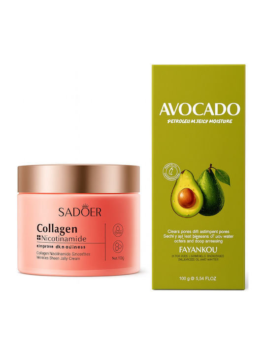 Pachet pentru Revitalizarea Pielii Cremă cu Colagen + Gel de Curățare cu Avocado