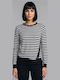 Women's Long-Sleeve Striped Black and White Blouse