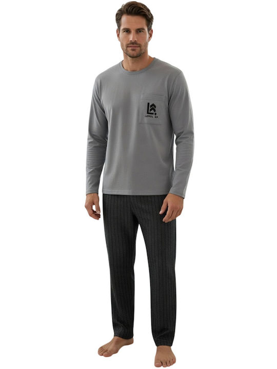 Mad Χειμερινή Ανδρική Πιτζάμα Βαμβακερή Γκρι Mad Χειμερινή Ανδρική Πιτζάμα Βαμβακερή Γκρι