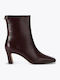 Lederne Damen-Ankle-Boots mit hohem Absatz Wine