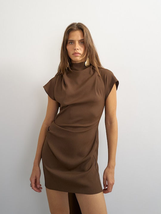 Rochie Mini de Vară Maro Ciocolatiu