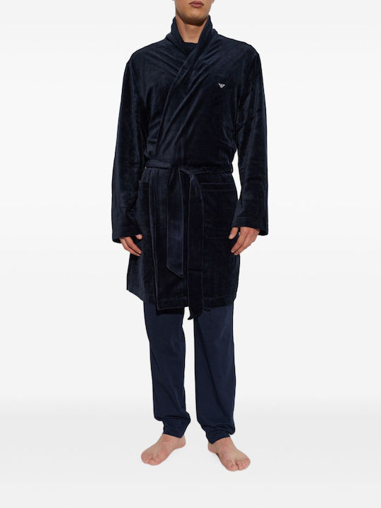 Emporio Armani Winterlicher Herren-Baumwollbademantel Armani Blue