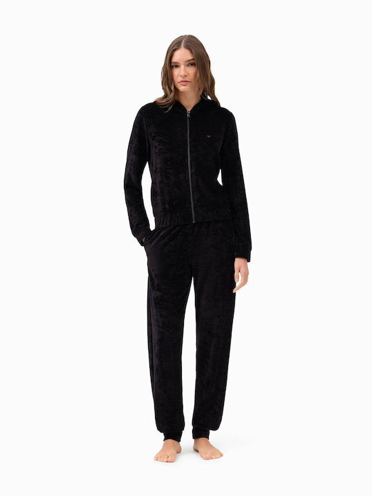 Velvet Tracksuit Set Black