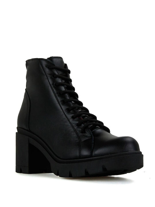 Silia D Black Leather Women's Ankle Boots