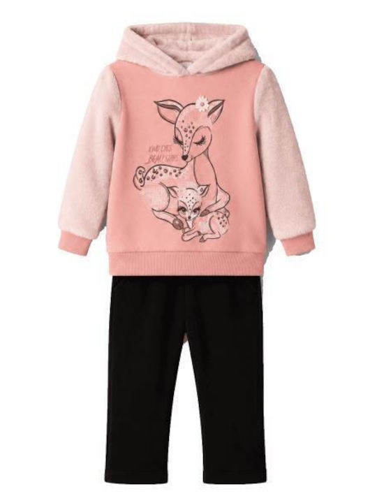 Nek Kids Wear Σετ Φόρμας Ροζ Μαύρο