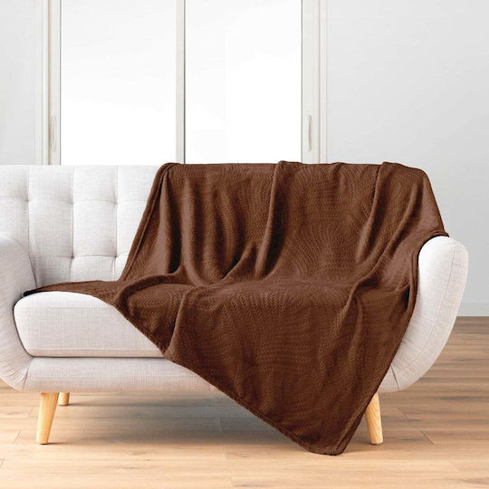 L-c Nelia Κουβέρτα Fleece Καναπέ 125x150εκ. Καφέ