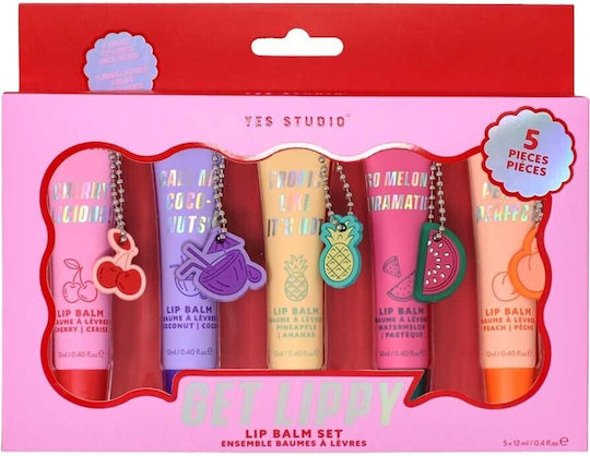 Yes Studio Σετ Lip Balms Pineapple, Cherry, Coconut, Pineapple & Watermelon 5 x 12ml