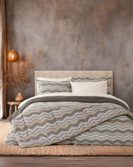 Nima Κουβερτοπάπλωμα Σετ Μονό 160x240εκ. Tempo Grey-beige