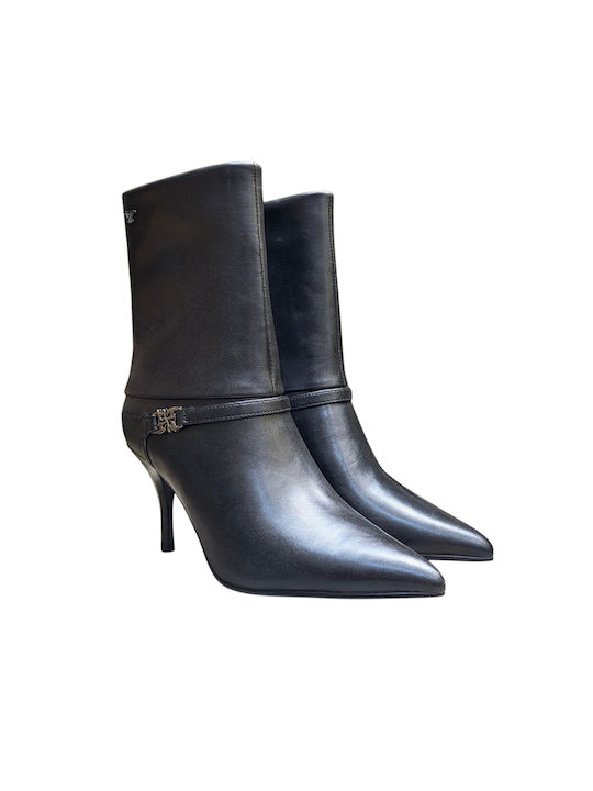 Damen-Leder-Stiefeletten Black
