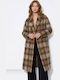 Women's Checked Mustard Oversized Coat