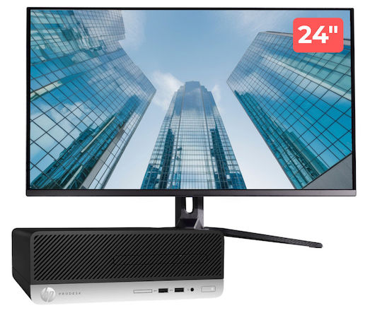 HP Prodesk 400 G4 SFF + 24" Monitor Refurbished Grade A (Core i5-6500/8GB/256GB SSD/No OS)