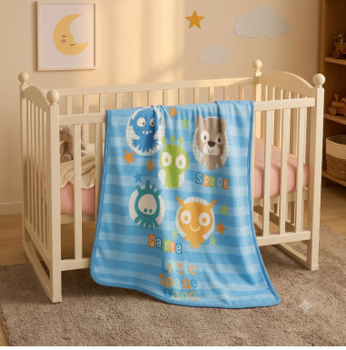 Serafino Fleece Swaddling & Crib Blanket Light Blue 80x105 cm