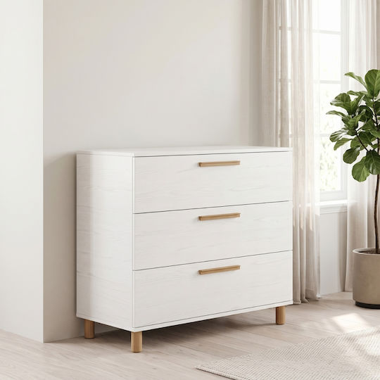 Lumi Baby-Wickelkommode mit 3 Schubladen Weiß 94x50x88 cm