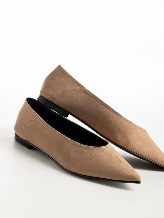 Bozikis Suede Γυναικείες Μπαλαρίνες Μυτερές Πουρο