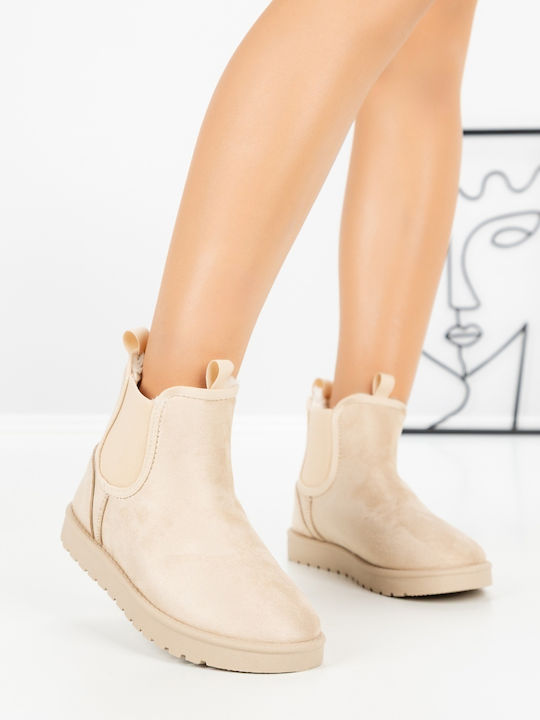 Kalapod Γυναικεία Μποτάκια Αστραγάλου Beige