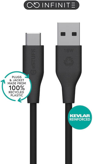 Estuff Infinite Grs Usb-c To Usb-a Cable 1m Black Pvc Free Recycled Plastic