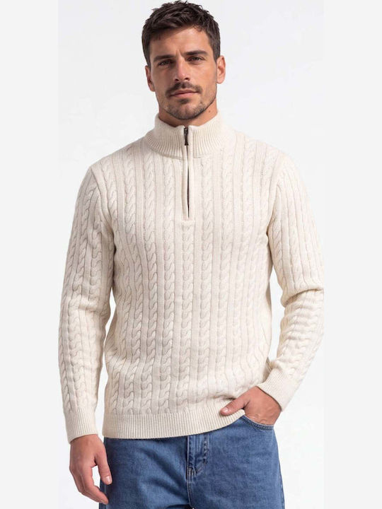 Half Zip Πουλόβερ Εκρου
