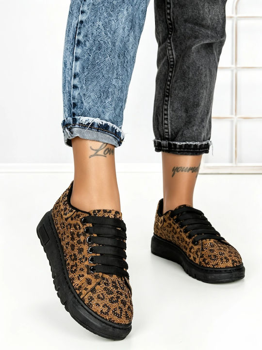 Damen Flatform-Sneakers Braun