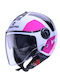 Caberg Riviera V4X Alpha O8 Alb/Fucsia/Negru Cască Moto Jet ECE 22.06 1150 g cu Vizieră de Soare