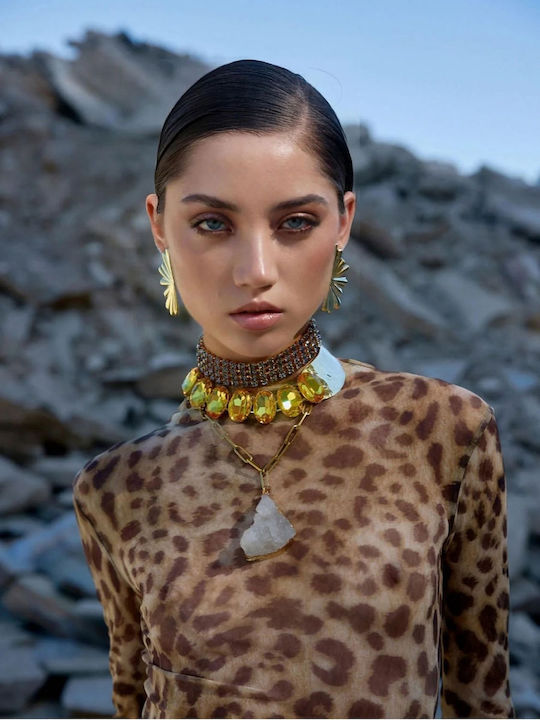 Kaleido Resin Necklace Gold Plated