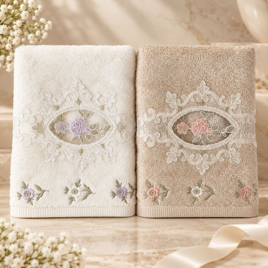 Arliva Home Кърпи за лице 50x90 см Ecru-beige 2 бр. с тегло 500 г/м²
