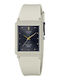 Women's Battery-Powered Watch with Beige Rubber Strap