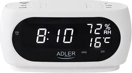 Adler Επιτραπέζιο Ψηφιακό Ρολόι με Ξυπνητήρι Λευκό AD 1186w