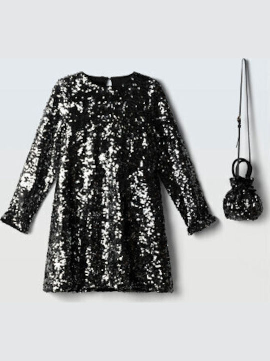 Evita Girls’ Dress with Mint Sequins