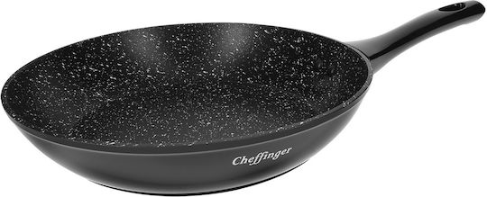 Cheffinger Тиган с незалепващо мраморно покритие 24 см, черен