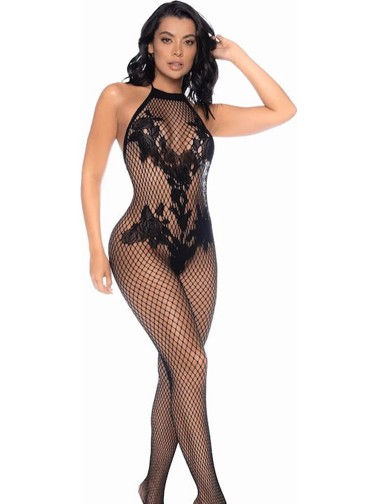 Mapalé Black Fishnet Bodysuit O S Mal1116blk